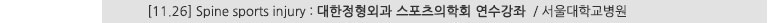 [11.26] Spine sports injury : 대한정형외과 스포츠의학회 연수강좌 / 서울대학교병원